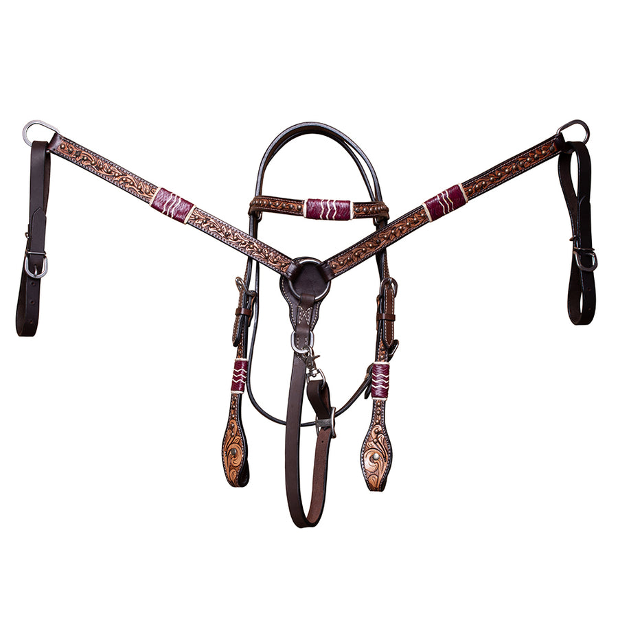 BAR H EQUINE Western Horse Headstall Breast Collar Set American Leather - Uhorse