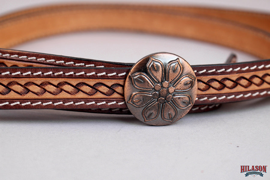 HILASON Western Leather Hat Hanger Strap Hand Tooled Cowboy Hat Holder Brown
