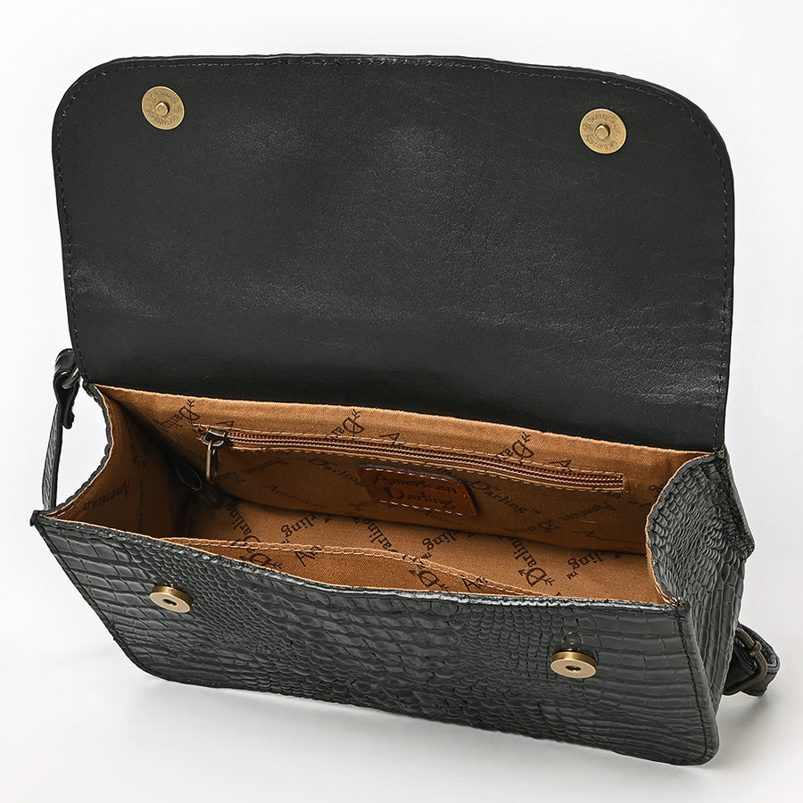 American Darling Western Cross body Bag for Women, Crocodile Embossed Full Grain Leather, YKK Zipper