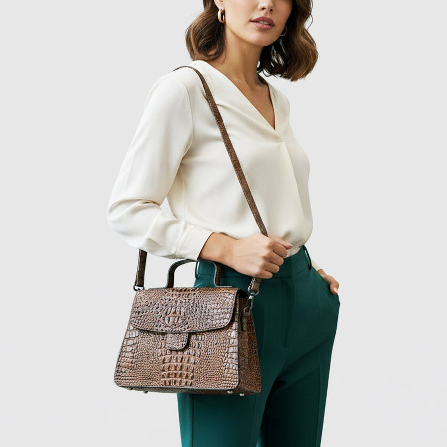 American Darling Western Cross body Bag in Crocodile Embossed Full Grain Leather