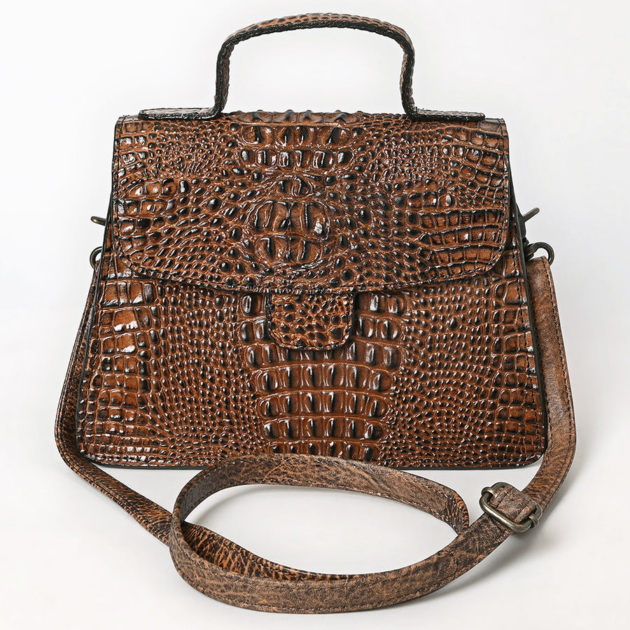American Darling Western Cross body Bag in Crocodile Embossed Full Grain Leather