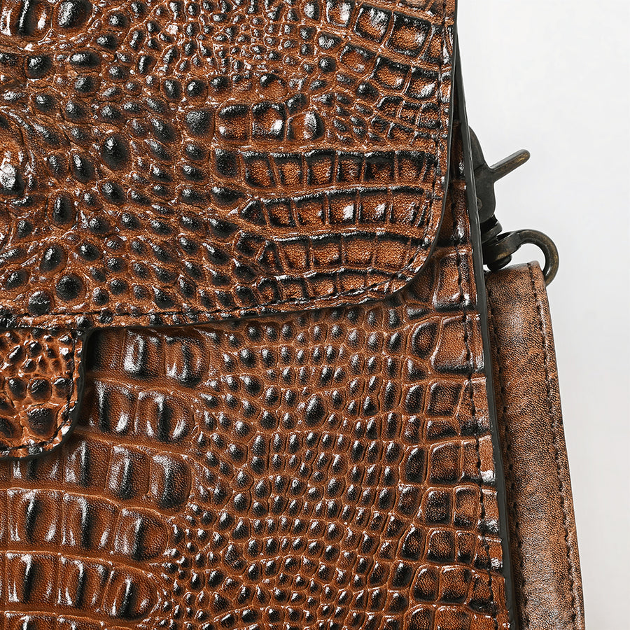 American Darling Western Cross body Bag in Crocodile Embossed Full Grain Leather