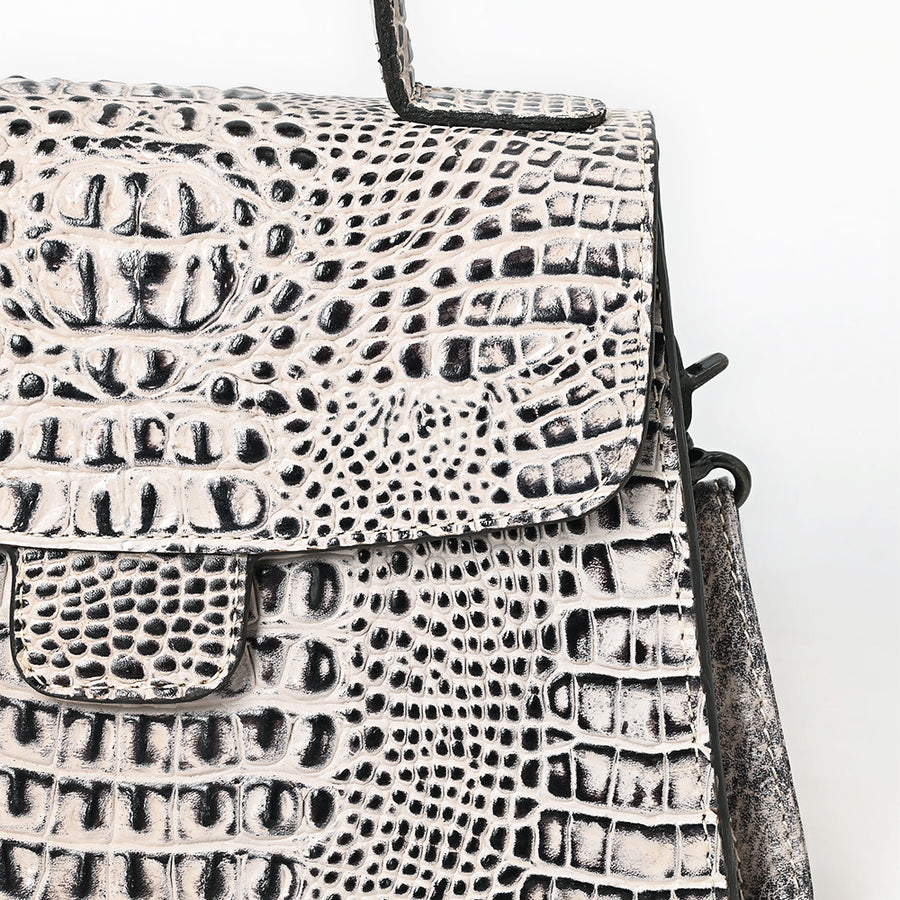 American Darling Western Cross body Bag in Crocodile Embossed Full Grain Leather