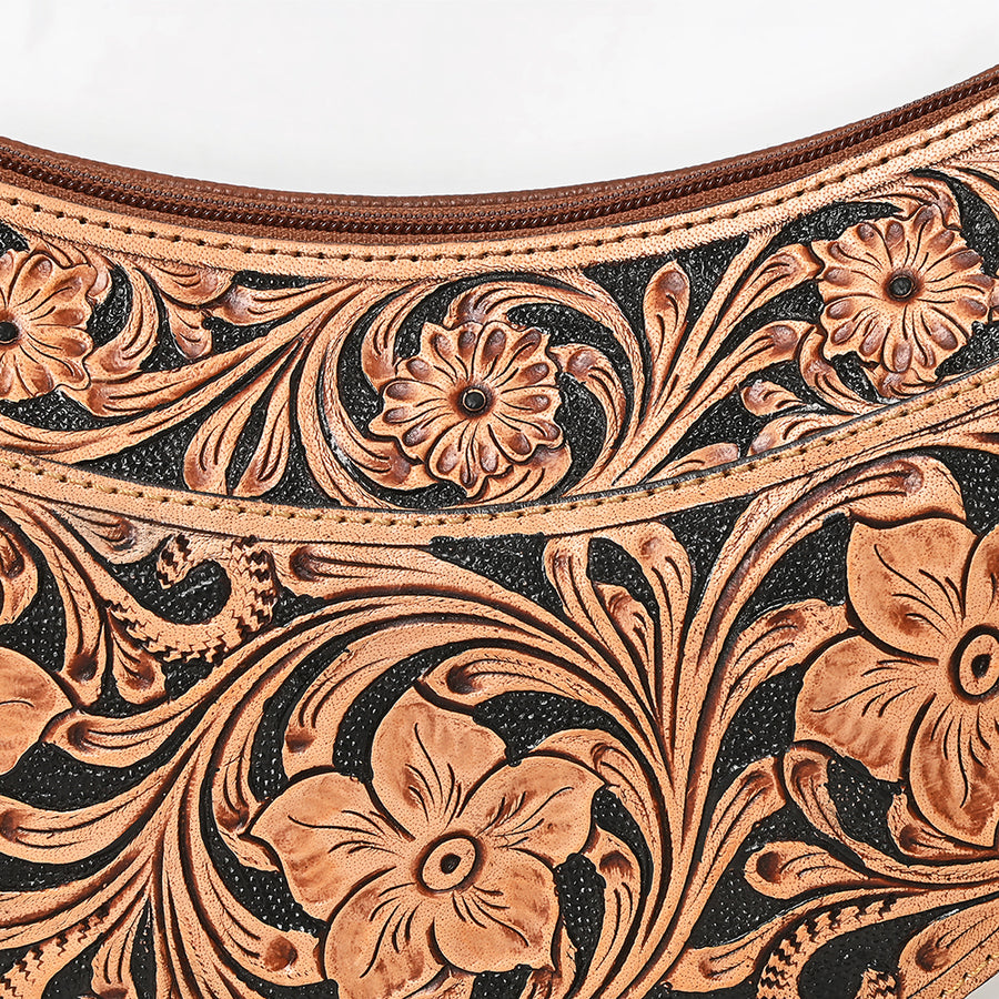American Darling Genuine Leather Small Cross body Bag Hand Tooled Floral Carved Eco-Friendly Vegetable Tanned Full Grain Leather
