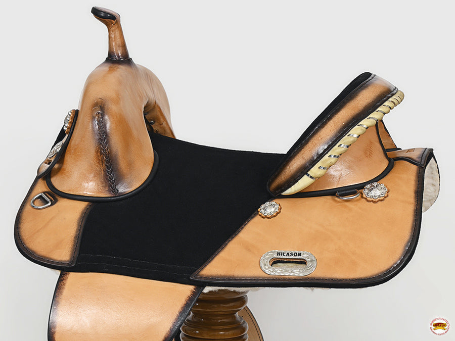 15 In Hilason Western Horse Treeless Trail Genuine American Leather Saddle Tan