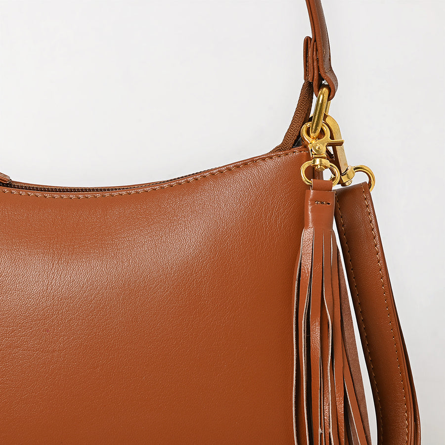 Never Mind Western Cross Body Genuine Leather Handbag Purse Wallet Bag For Women Girls Brown
