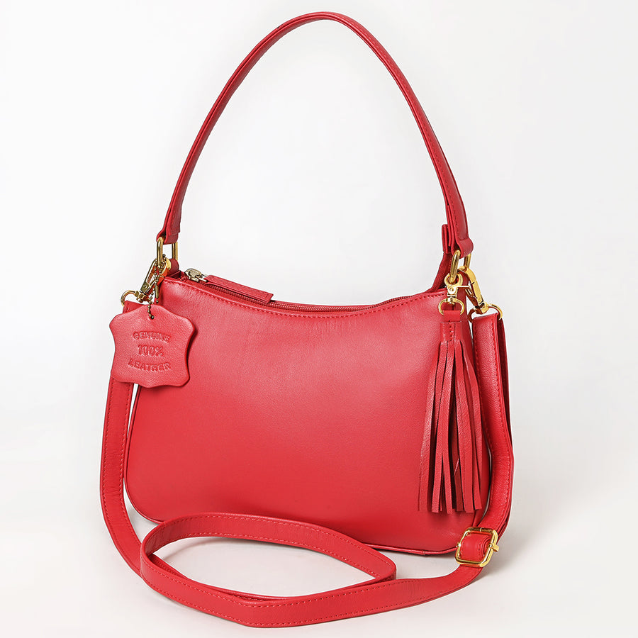 Never Mind Western Cross Body Genuine Leather Handbag Purse Wallet Bag For Women Girls Red - Uhorse