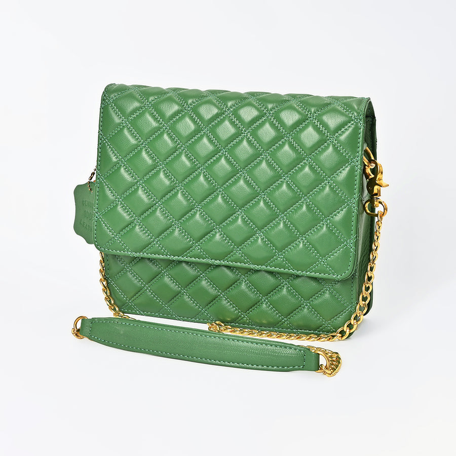 Never Mind Genuine Leather Quilted Crossbody Bag for Women Chain Strap Shoulder Purse Handbag - Uhorse