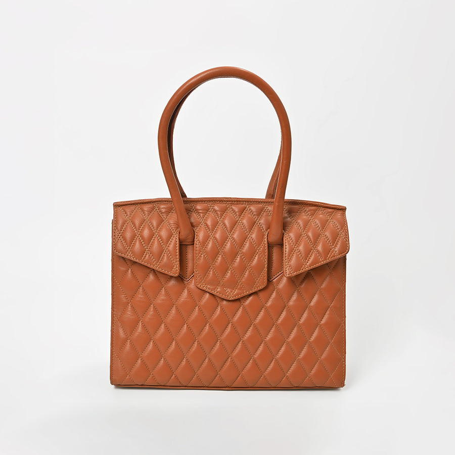 Never Mind Genuine Leather Quilted Tote Bag Women Structured Satchel Handbag Dual Top Handle Spacious Everyday Shoulder Purse