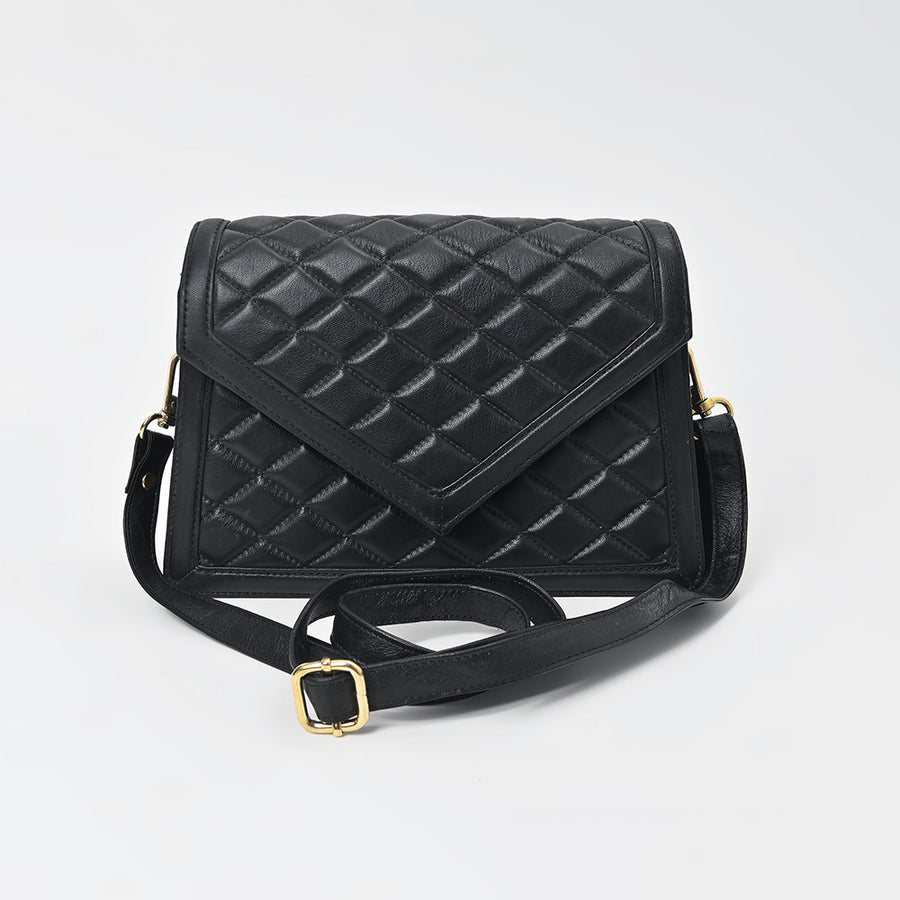 Never Mind Genuine Leather Crossbody Bag Women Quilted Envelope Flap Shoulder Purse Adjustable Strap Stylish Everyday Handbag