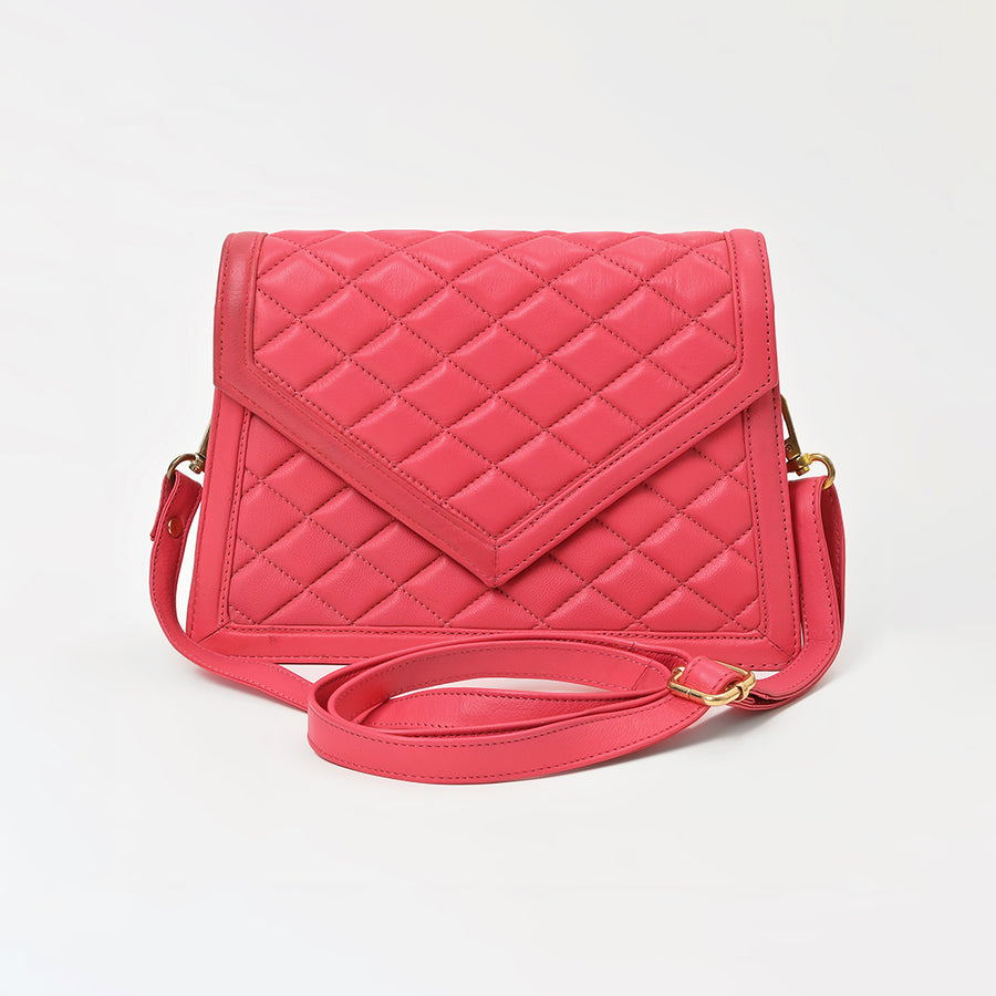 Never Mind Genuine Leather Crossbody Bag Women Quilted Envelope Flap Shoulder Purse Adjustable Strap Stylish Everyday Handbag