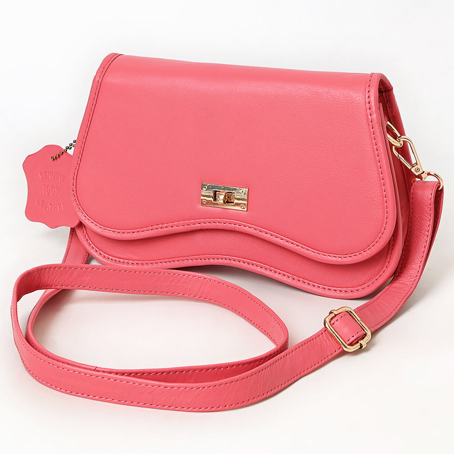 Never Mind Western Cross Body Genuine Leather Handbag Purse Wallet Bag For Women Girls Pink - Uhorse