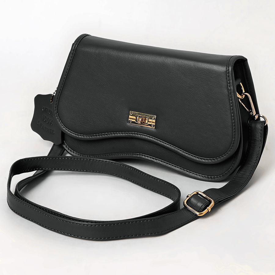 Never Mind Western Cross Body Genuine Leather Handbag Purse Wallet Bag For Women Girls Black - Uhorse