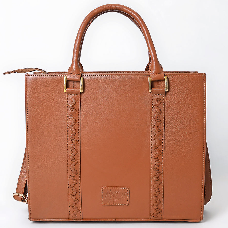 Never Mind Briefcase Genuine Leather Women Bag Western Handbag Purse