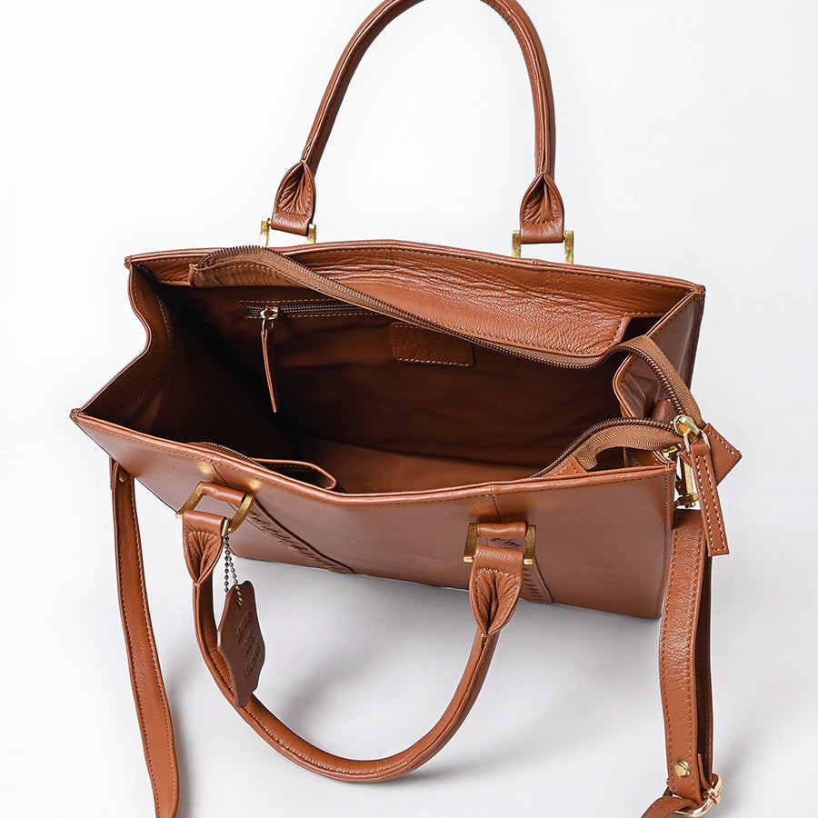 Never Mind Briefcase Genuine Leather Women Bag Western Handbag Purse