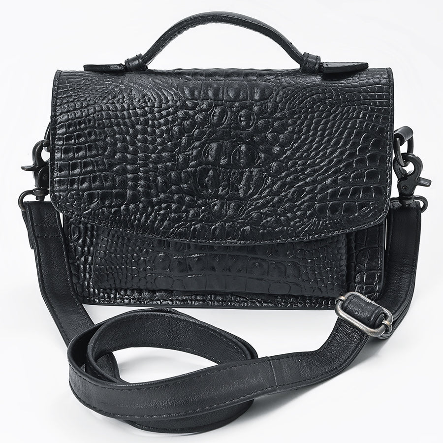 American Darling Small Cross body Bag for Women, Crocodile Embossed Vegetable-Tanned Full Grain Leather, Western Purse