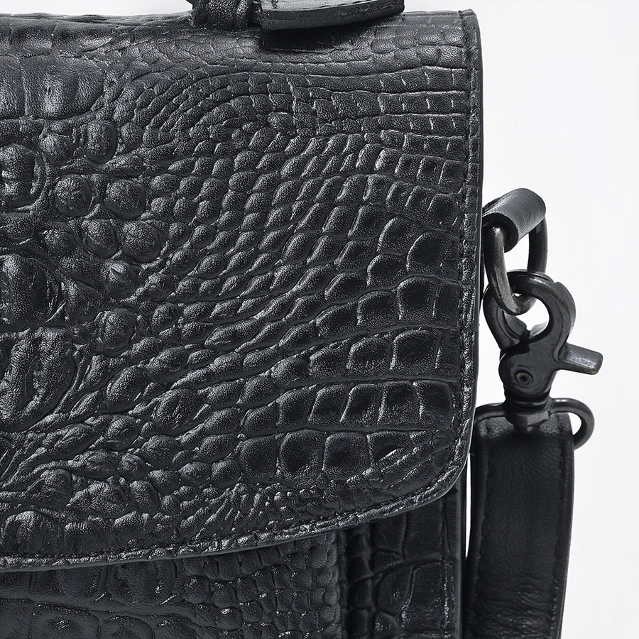 American Darling Small Cross body Bag for Women, Crocodile Embossed Vegetable-Tanned Full Grain Leather, Western Purse
