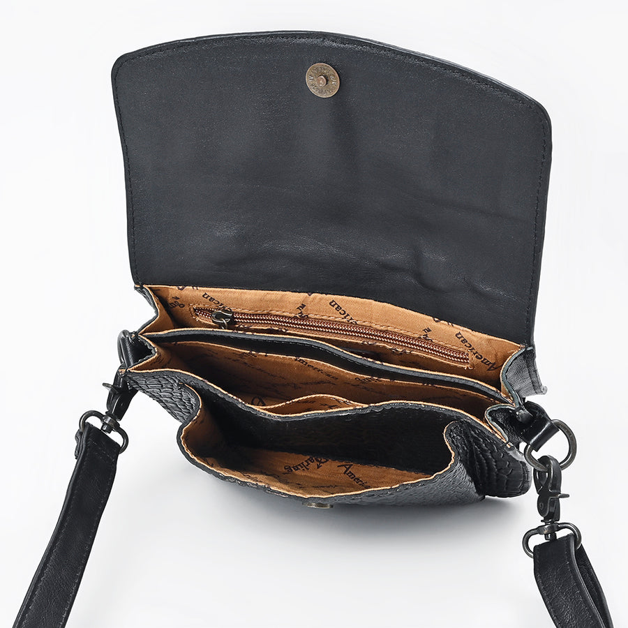 American Darling Small Cross body Bag for Women, Crocodile Embossed Vegetable-Tanned Full Grain Leather, Western Purse