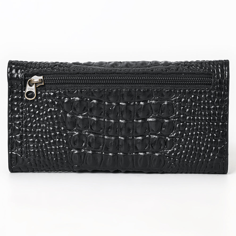 American Darling Wallet Hand Tooled Crocodile Embossed Genuine Leather Women Bag Western Handbag Purse