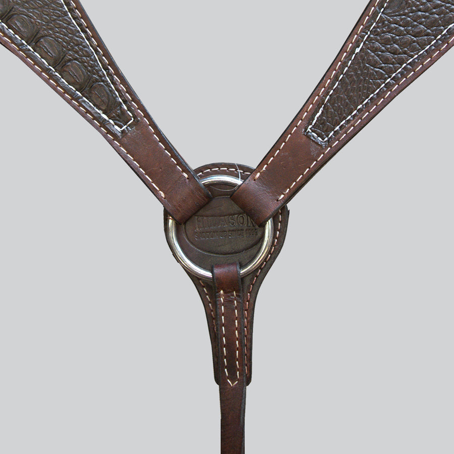 HILASON Western Horse Crocodile Embossed Breast Collar Genuine Leather Dark Brown | for Horses