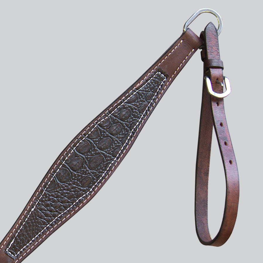 HILASON Western Horse Crocodile Embossed Breast Collar Genuine Leather Dark Brown | for Horses