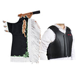 HILASON Western Horse Bull Riding Safety Leather Protective Vest & Rodeo Chaps Combo