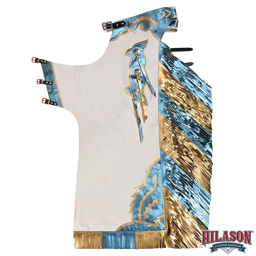 HILASON Western Horse Bull Riding Safety Leather Protective Vest & Rodeo Chaps Combo