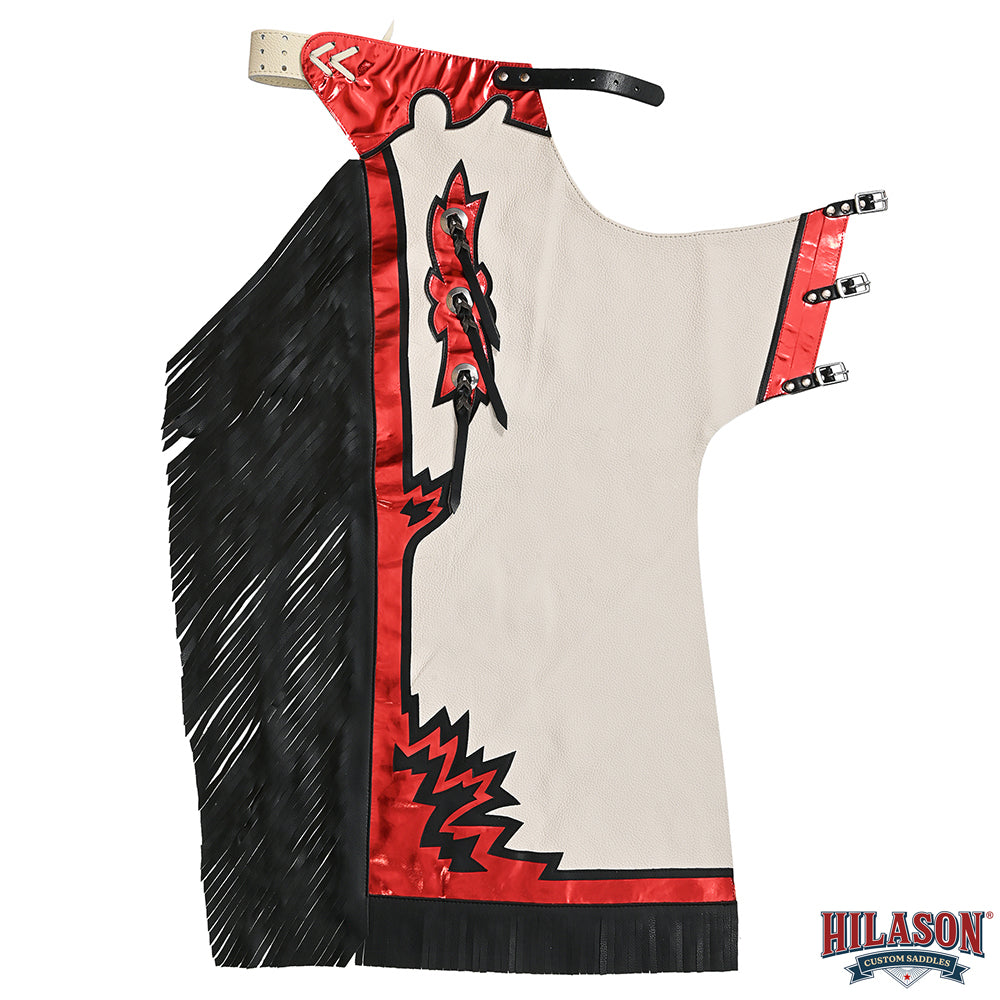 HILASON Western Horse Bull Riding Safety Leather Protective Vest & Rodeo Chaps Combo