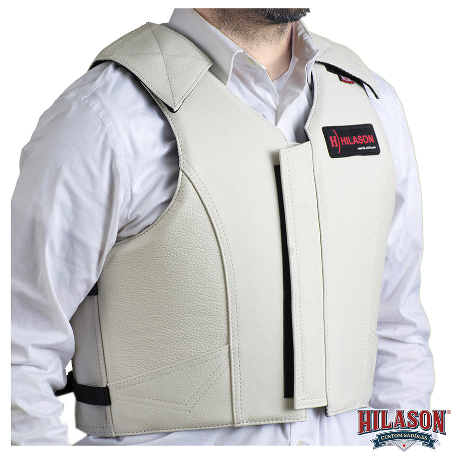 HILASON Western Horse Bull Riding Safety Leather Protective Vest & Rodeo Chaps Combo