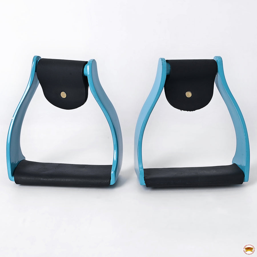 Hilason Lightweight Aluminum Western Horse Stirrups With Leather Wrapped Non Slip Tread