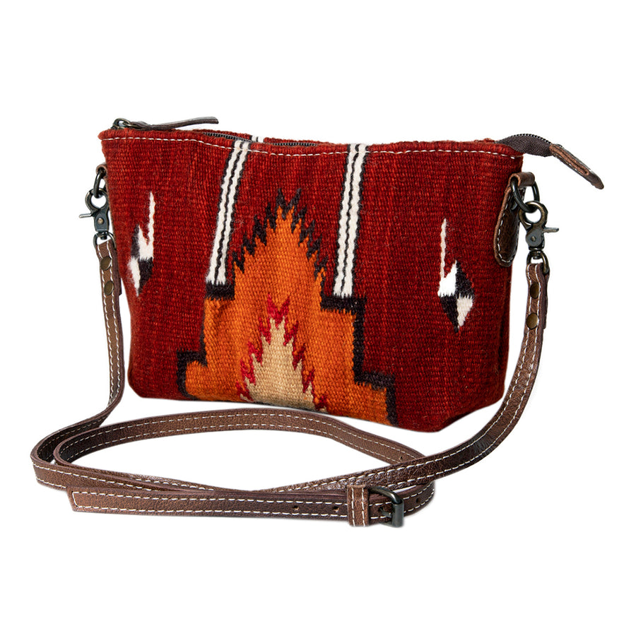 American Darling Handwoven Saddle Blanket Crossbody Bag – Genuine Leather Western Purse Artisan Crafted Boho Cowgirl Shoulder Bag
