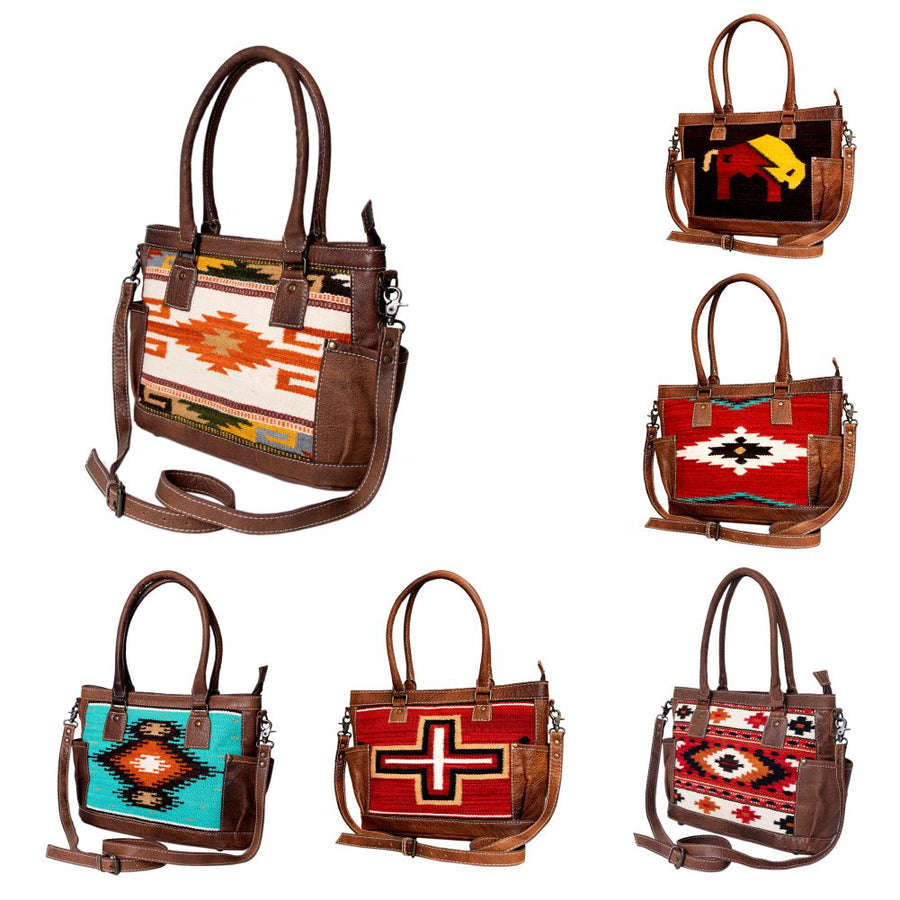 American Darling Women's Tote Bag Western Saddle Blanket Genuine Leather Handbag and Ladies Purse