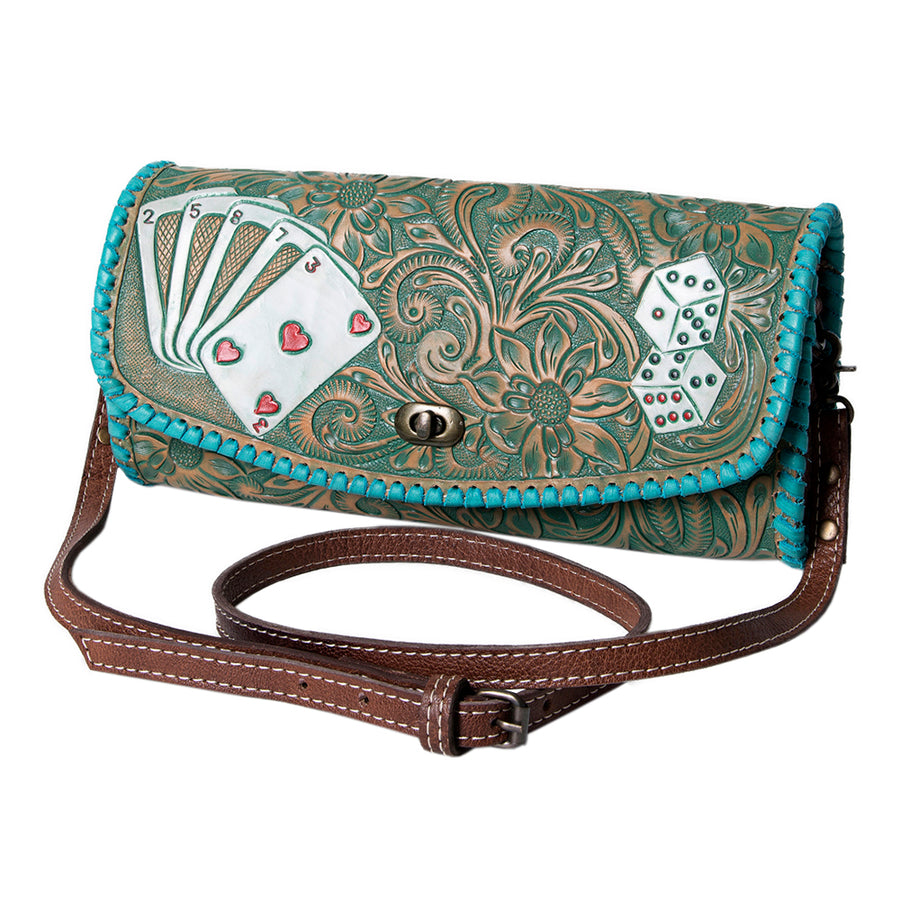 American Darling Women's Wallet Hand Tooled Genuine Leather Handbag and Ladies Purse