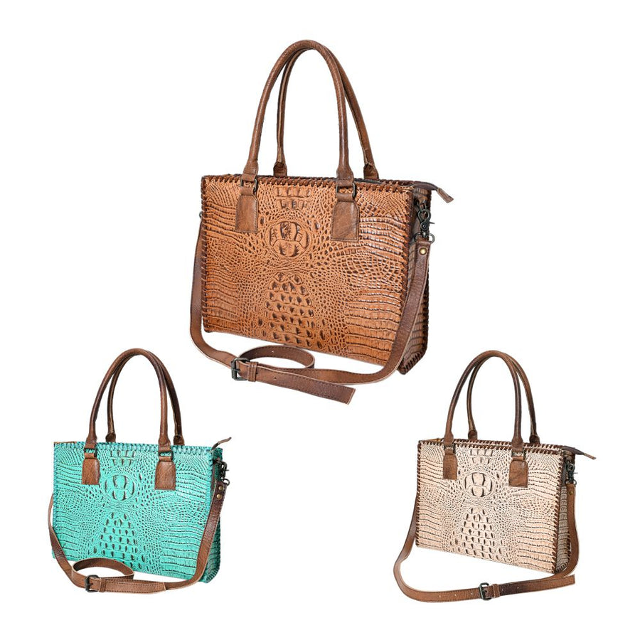 American Darling Briefcase Crocodile Embossed Genuine Leather Western Women Bag Handbag | for Cute Laptop