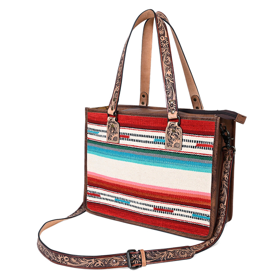 American Darling Women's Tote Bag Western Saddle Blanket Genuine Leather Handbag and Ladies Purse