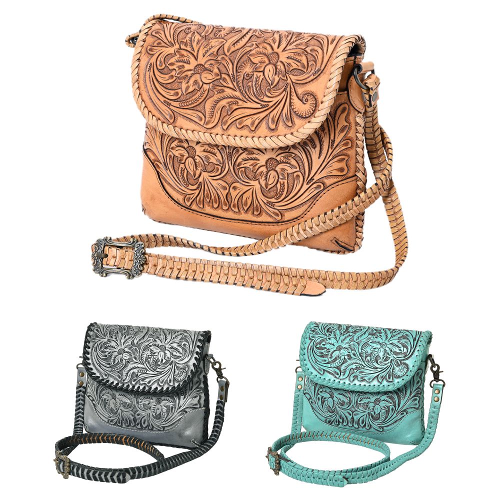 American Darling Small Crossbody Hand Tooled Genuine Leather women bag western handbag purse