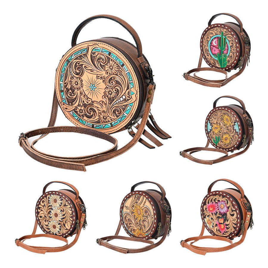 American Darling Canteen Bag Hand Tooled Genuine Leather Western Women | Handbag Purse Travel Clutch