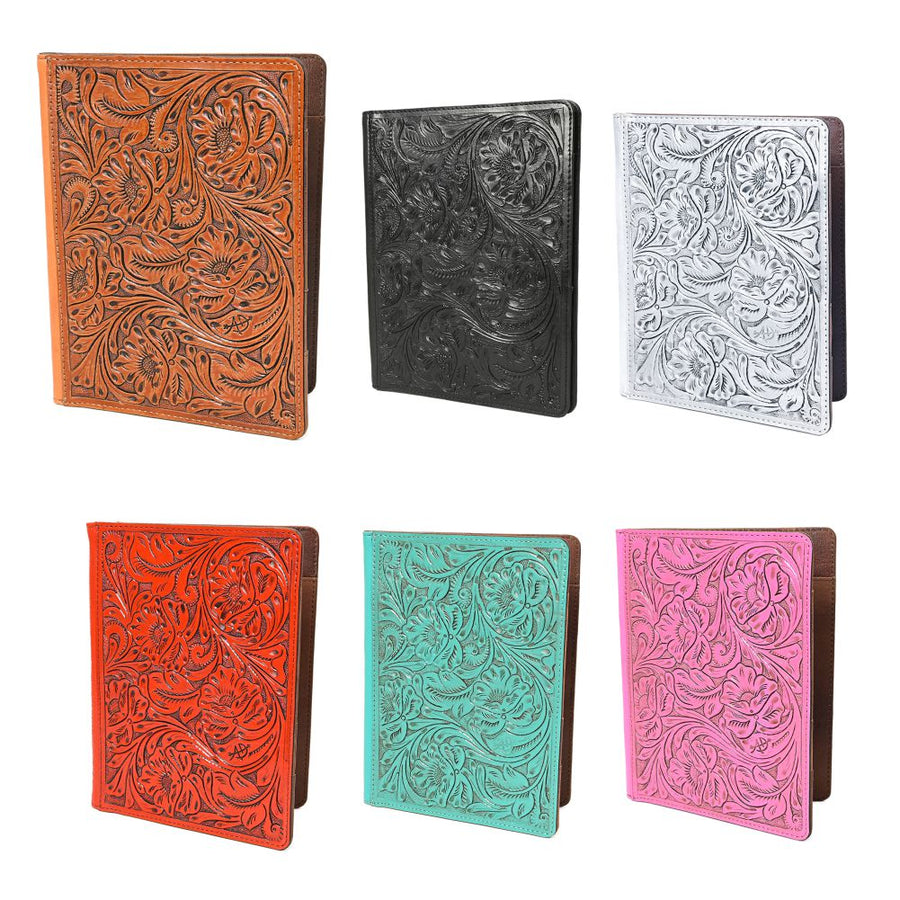 American Darling Western Portfolio Bag – Hand-Tooled Floral Carved Genuine Leather Organizer Case for Work, Travel & Daily Use