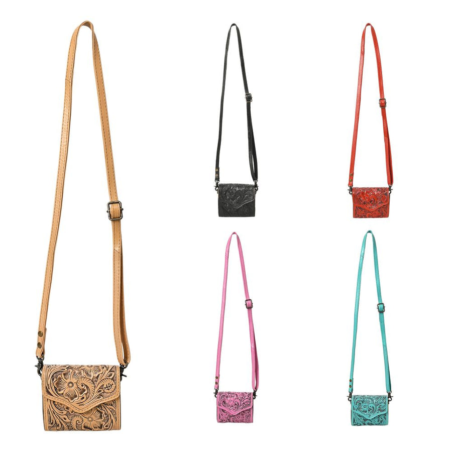 American Darling Hand Tooled Genuine Leather Western Wallet Bag – Compact Crossbody with Premium Craftsmanship for Everyday Use