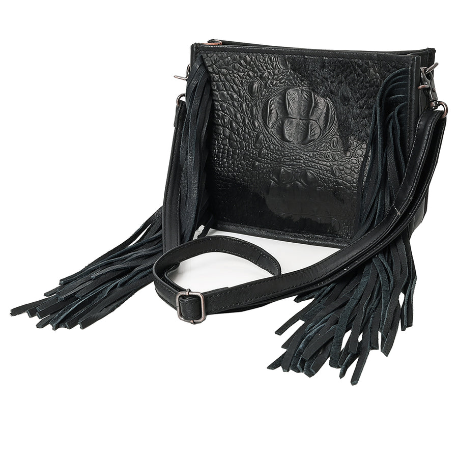 American Darling Cross Body Crocodile Embossed Full Grain Genuine Leather Western Women Bag Handbag Purse Crossbody for Cute