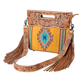 American Darling Clutch Hand Tooled Saddle Blanket Fabric Genuine Leather Western Women Bag Handbag Purse | Purses for Cute