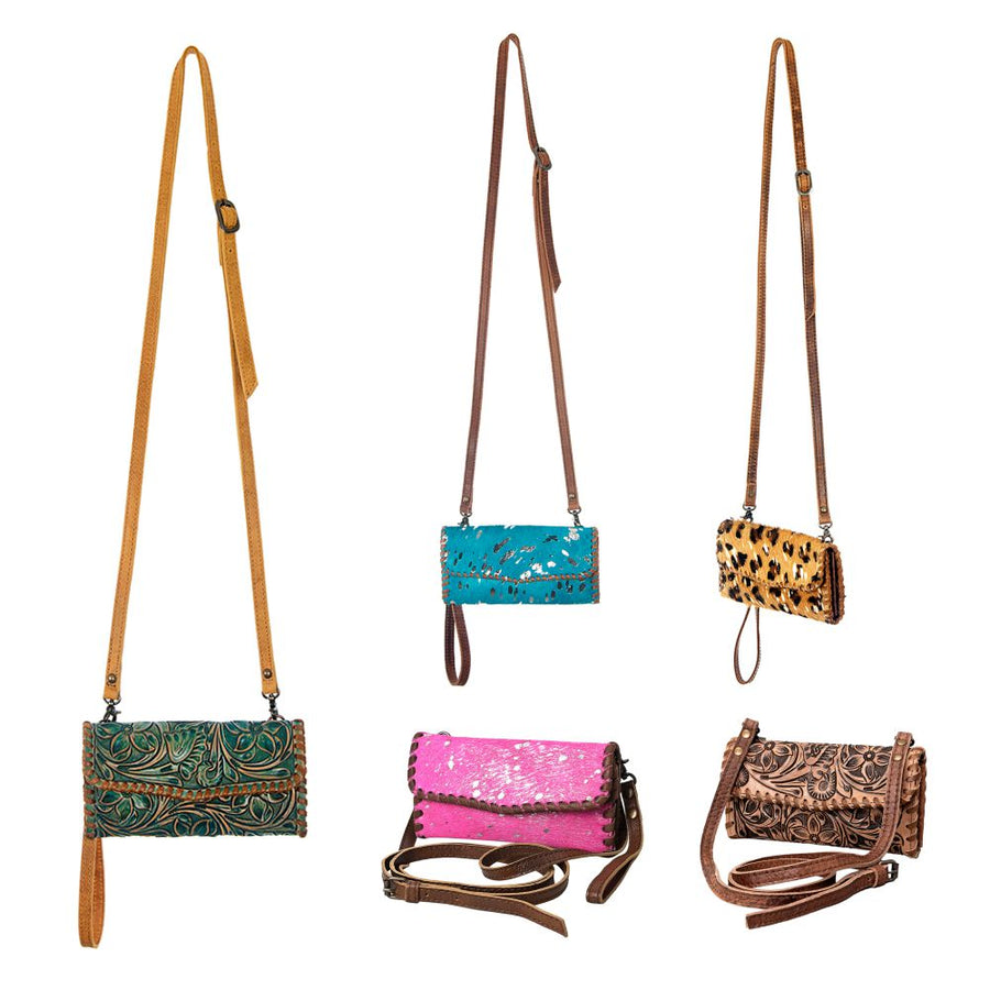 American Darling Small Cross body Bag Hair-On Cowhide Genuine Vegetable Tanned Leather Purse with Braided Trim & YKK Zipper