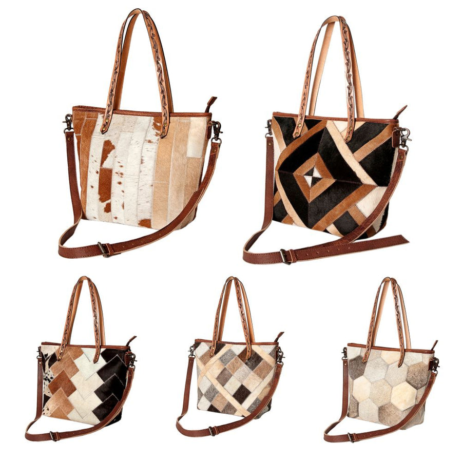 American Darling Tote Bag Hair-On Cowhide Genuine Vegetable Tanned Leather Handbag Spacious Travel Tote with YKK Zipper