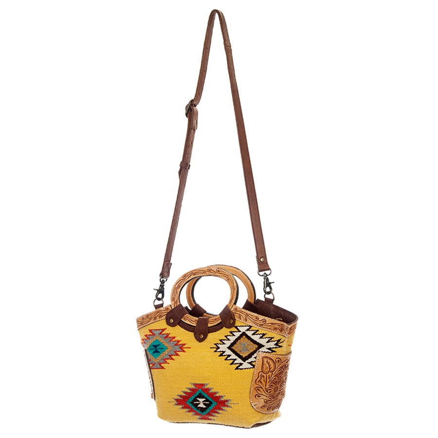 American Darling Cross body Bag Hair-On Cowhide Genuine Leather Western Purse with Hand Tooled Floral Carved Trim