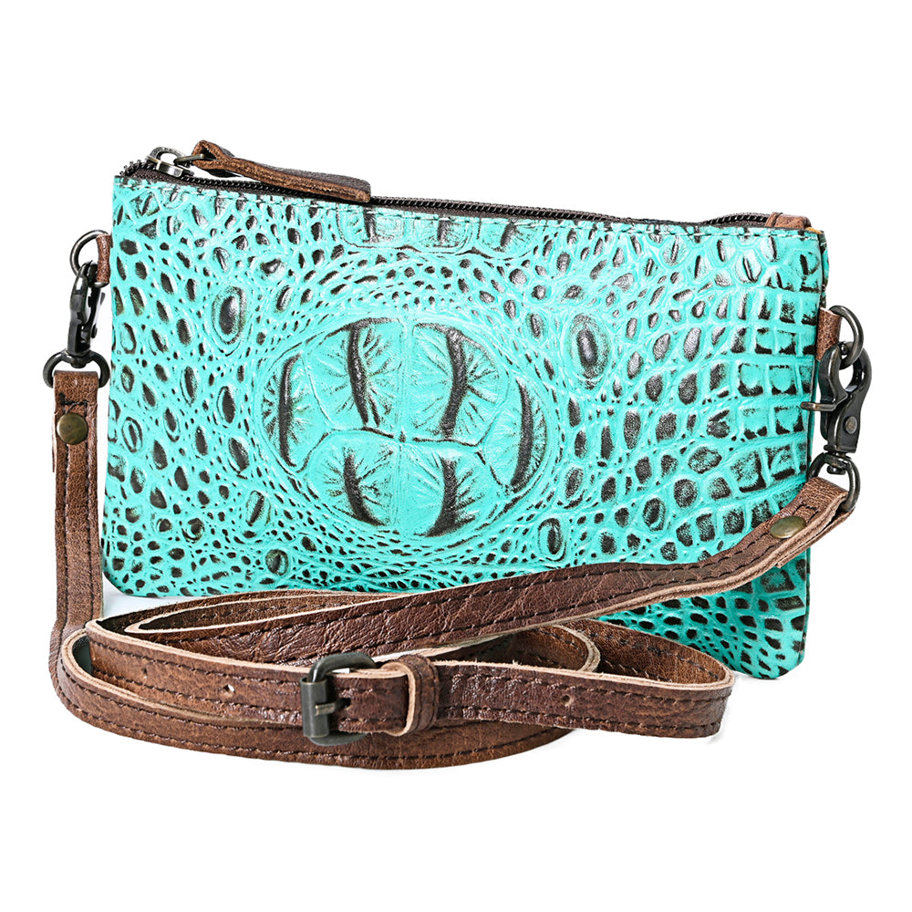 American Darling Coin Purse Crocodile Embossed Genuine Leather Western Women Bag | Handbag Wallet Purses for
