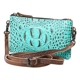 American Darling Coin Purse Crocodile Embossed Genuine Leather Western Women Bag | Handbag Wallet Purses for