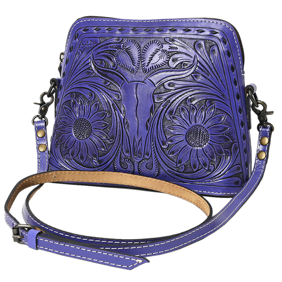 American Darling Wallet for Women, Hand Tooled Floral Leather, Vegetable-Tanned Full Grain Western Clutch with YKK Zipper