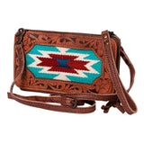 American Darling Clutch Hand Tooled Saddle Blanket Genuine Leather Western Women Bag Handbag Purse | for Cute