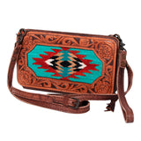 American Darling Clutch Hand Tooled Saddle Blanket Genuine Leather Western Women Bag Handbag Purse | for Cute