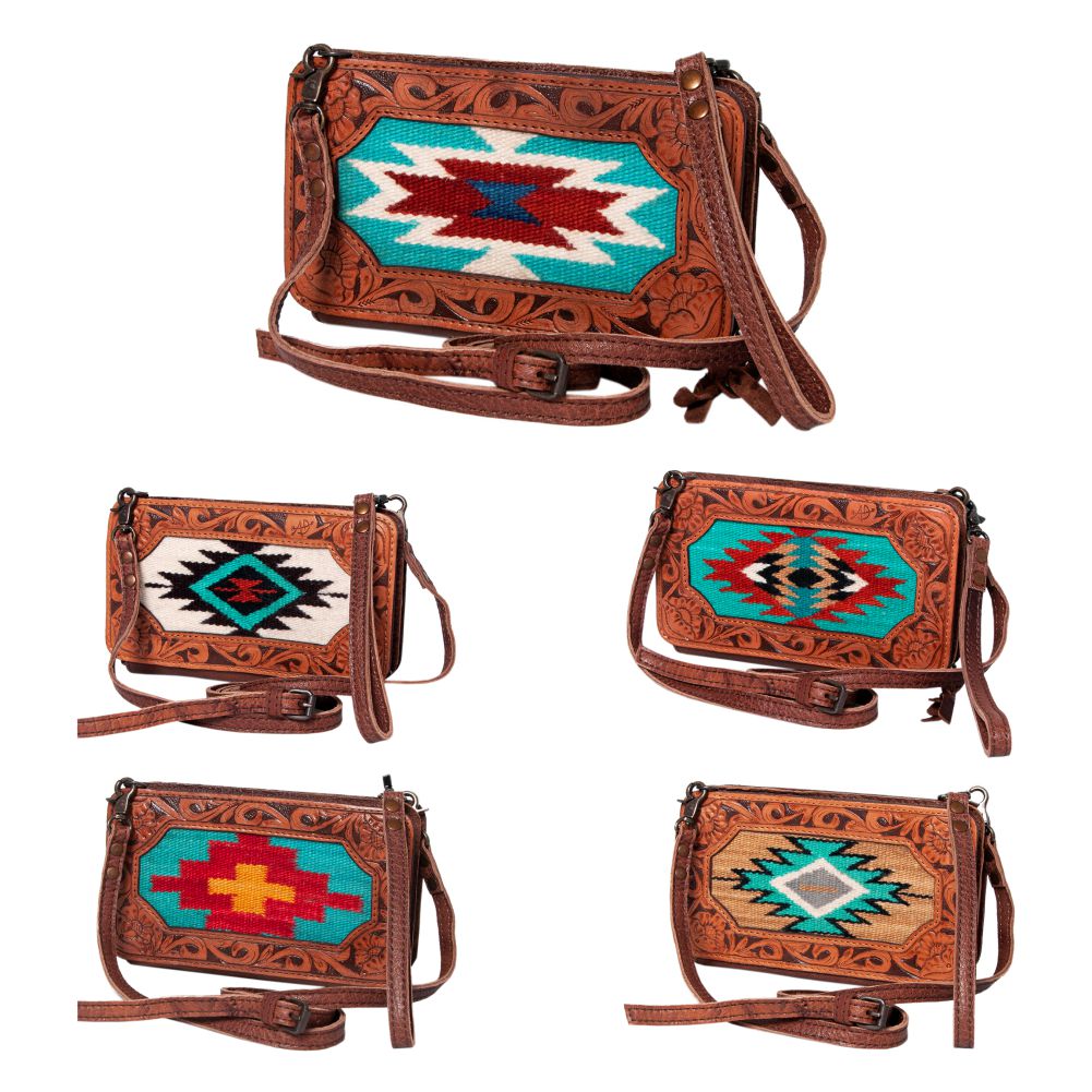 American Darling Clutch Hand Tooled Saddle Blanket Genuine Leather Western Women Bag Handbag Purse | for Cute
